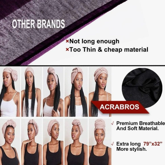 Accessories | Nwt 79x32 Black Acrabros Stretch Jersey Turban Head Wrap | Poshmark
